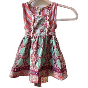 Matilda Jane Colorful Swing Tank Dress Girls 4 Character Counts Floral Stripes